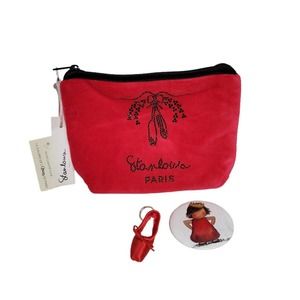 Stanlowa Paris Opera Red Velvet Pouch Bag Red Ballet Shoe Keychain & Mirror NWT